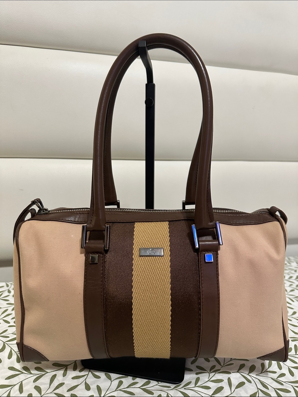 Gucci Boston Canvas Handbag